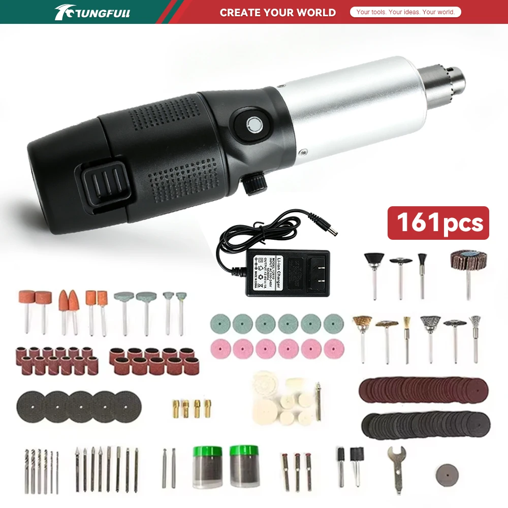 12V Electric Grinding Pen with Infinitely Variable Speed Rotary Tool Set for Wood Metal Jewelry DIY Repairs and Craft Projects