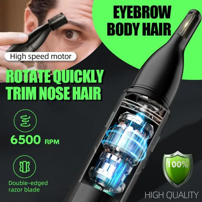 KIKIDO Nose Hair Remover Man Shaver 4 In 1 Portable Travel Sideburns Knife and Rechargeable Epilators Body Hair Management Set