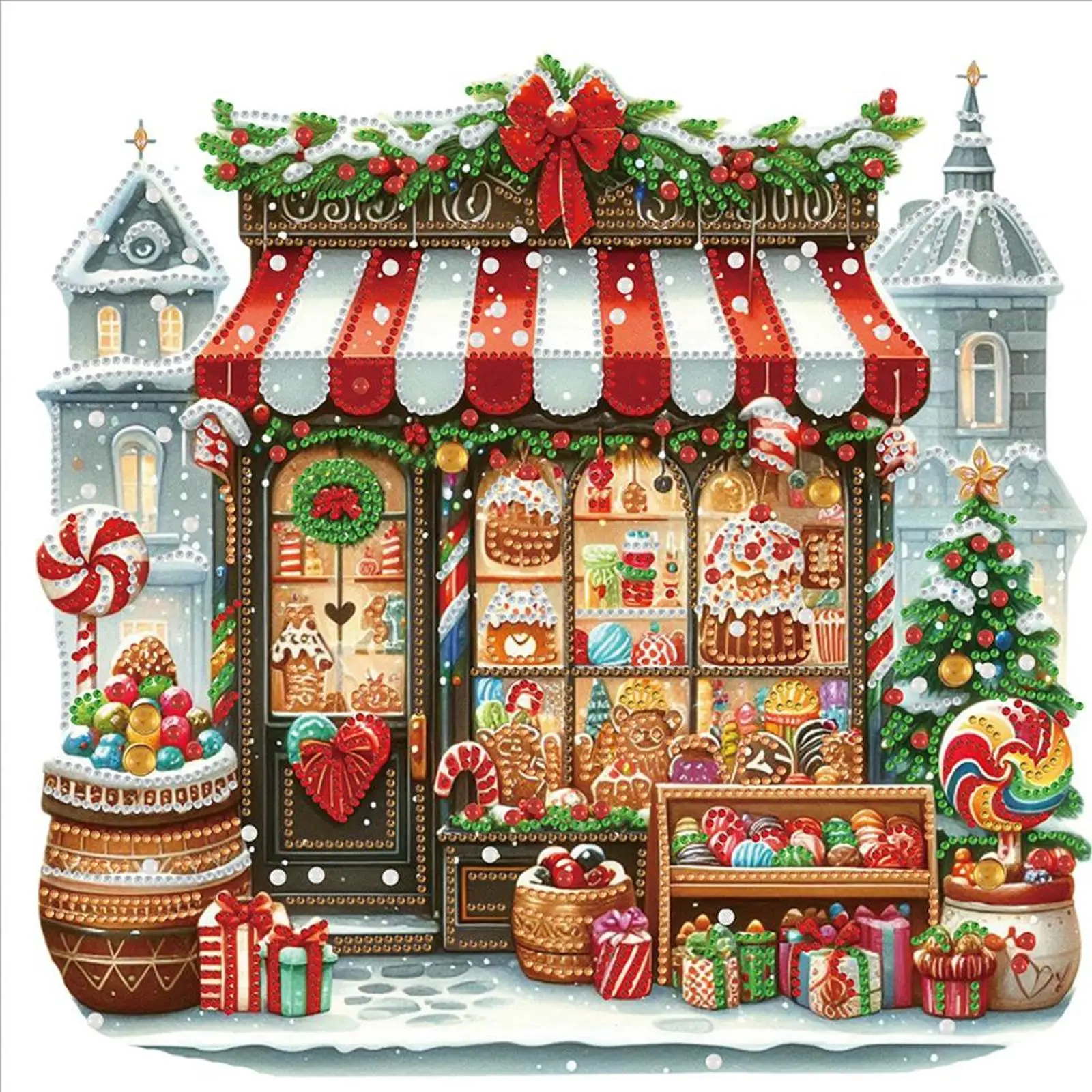 

4pcs 40x40cm Christmas 5D DIY Special Shape Crystal Partial Diamond Painting Kit