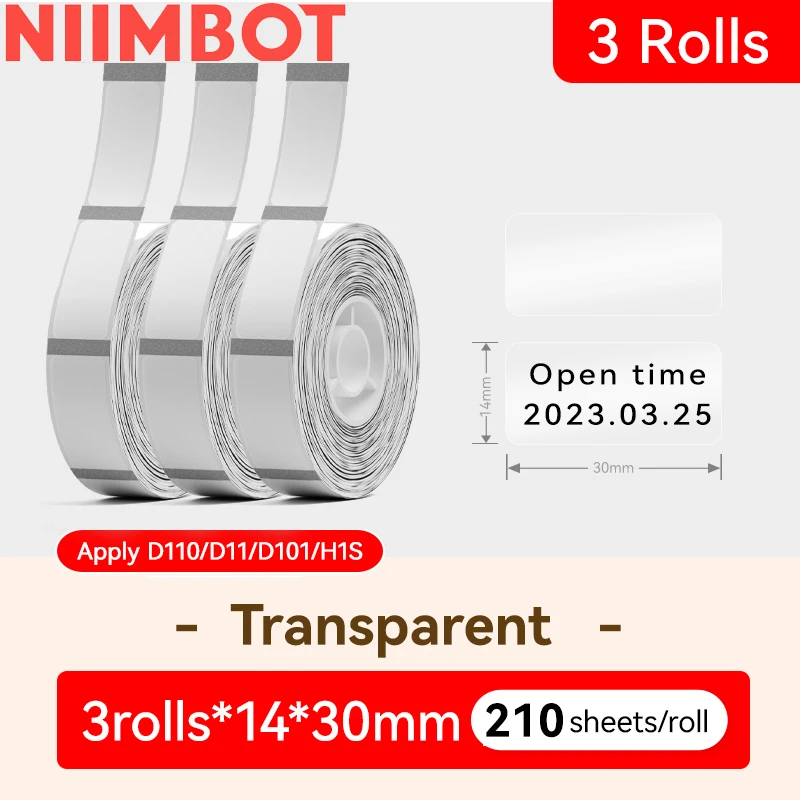 

Niimbot D11 D110 D101 H1S Transparent Label Sticker Name Tag Thermal Labels Adhesive Paper Sticky Notes Office School Supplies