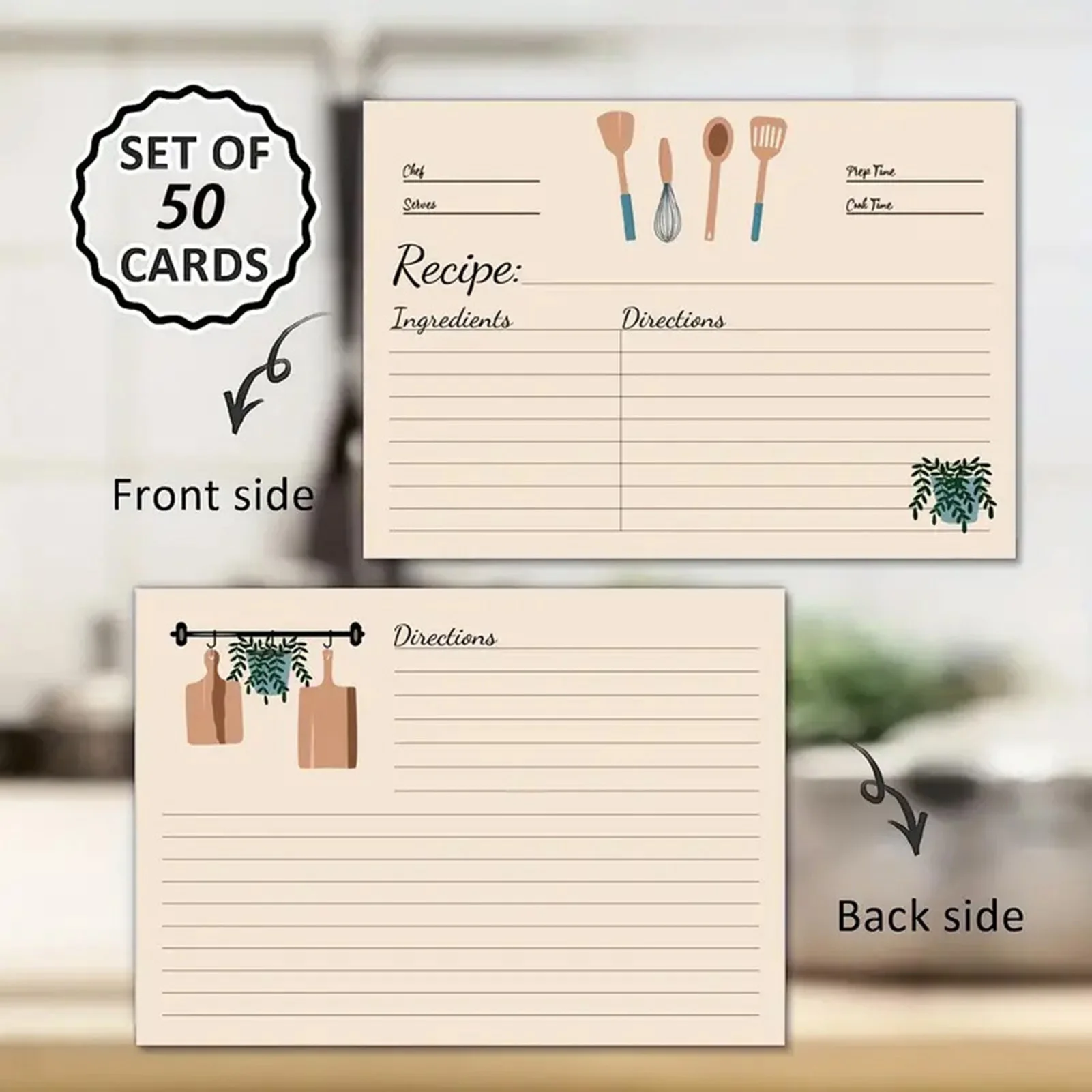 

50 листов карточек для рецептов для папок-органайзеров: для кухни, выпечки, списка покупок. Из плотной бумаги, прочные, практичные, для дома.