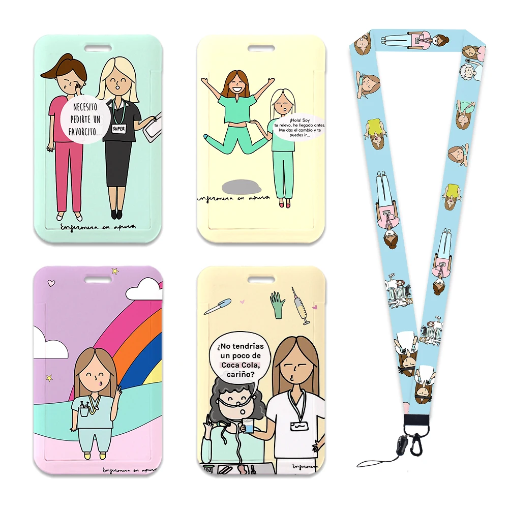 

W Medical Staff Doctor Nurse Work Card Holder Medical Care Bus Card Case Lanyard Work Permit Subway Bus ID Card Holder