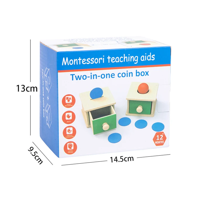 Wooden Puzzles Toys 2 in 1 Coin Ball Box Sets Game Hand-eye Coordination Grasping Training Montessori Toy For Children