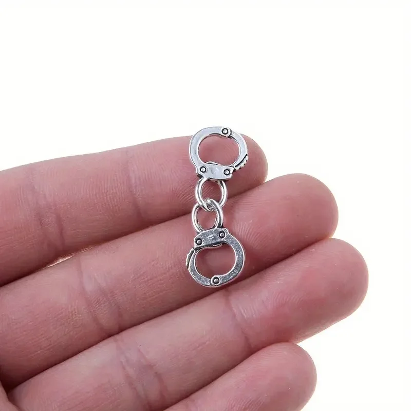 10pcs Trendy Alloy Silver Color Handcuffs Connecter Charms For DIY Necklace Bracelet Jewelry Making Accessoriess