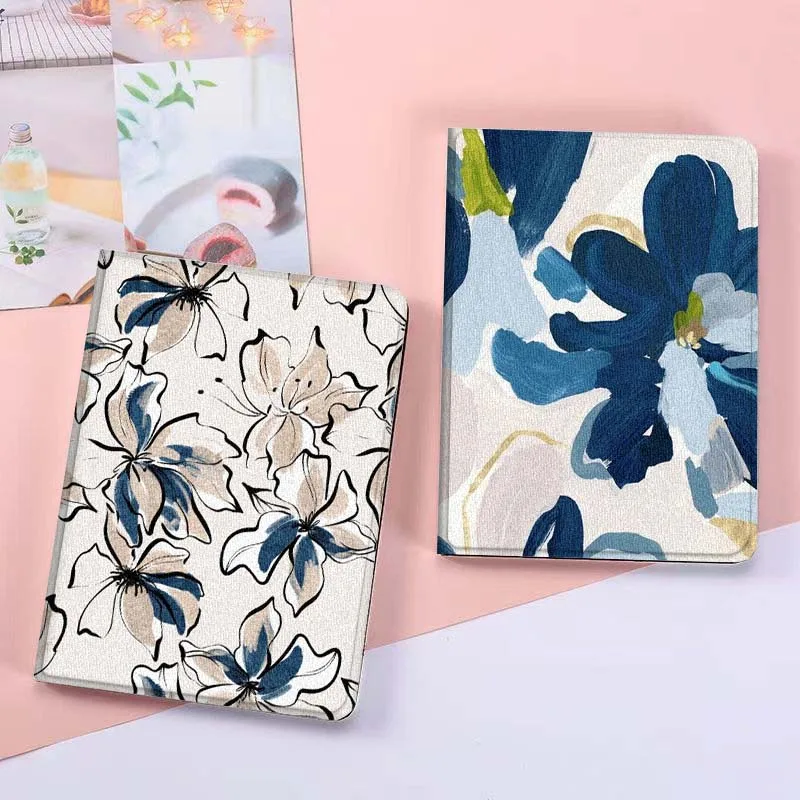 

Blue Artistic Floral Pattern For Xiaomi Mi Redmi Poco Pad 2 4 5 7S 6S 6 7 8 Max Plus Ultra SE Pro K 2025 Tablet Case