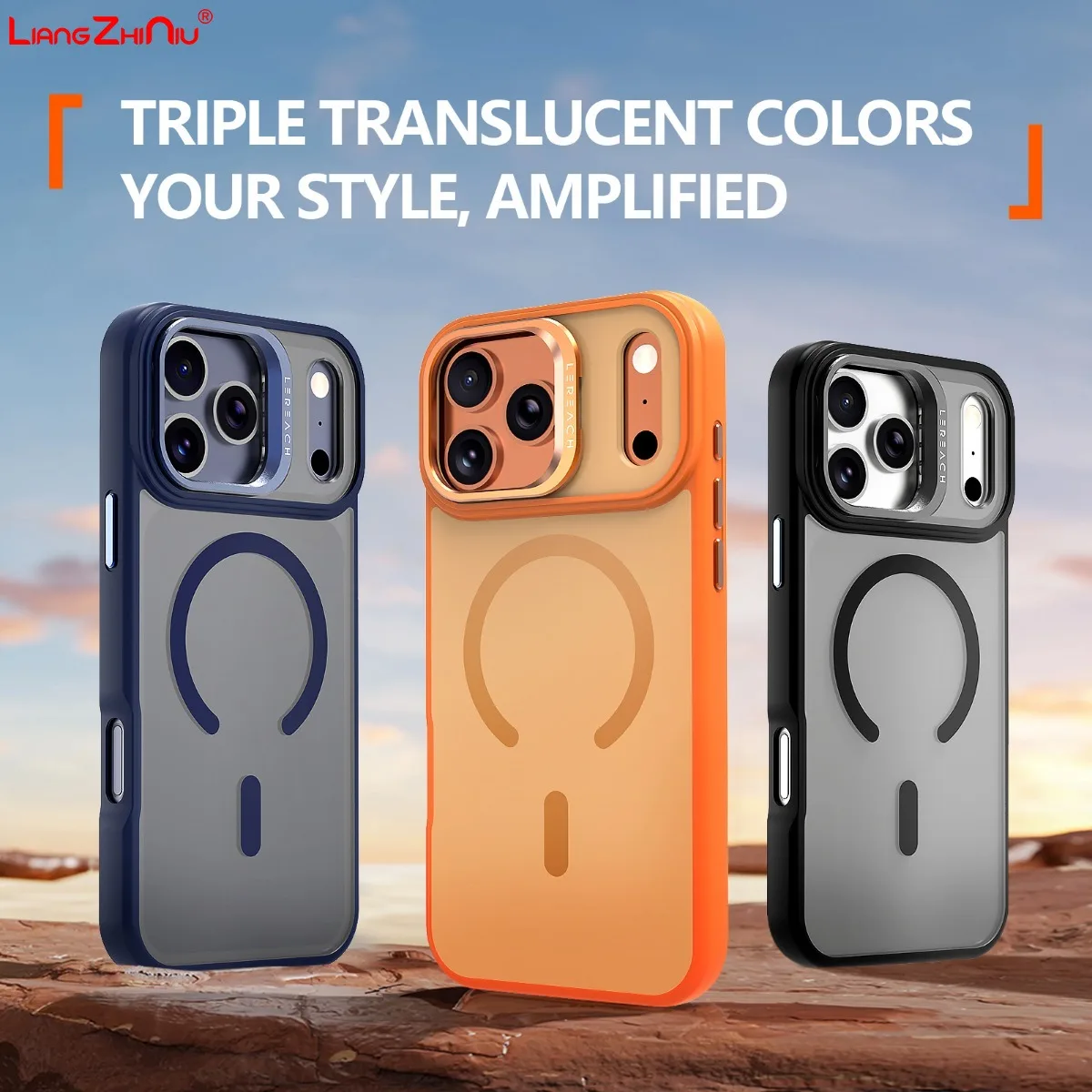 

Магнитный чехол для iPhone 17 Pro Max с поддержкой MagSafe, беспроводной зарядкой, металлической рамкой для объектива, подставкой и защитой от отпечатков пальцев для iPhone 17 Pro