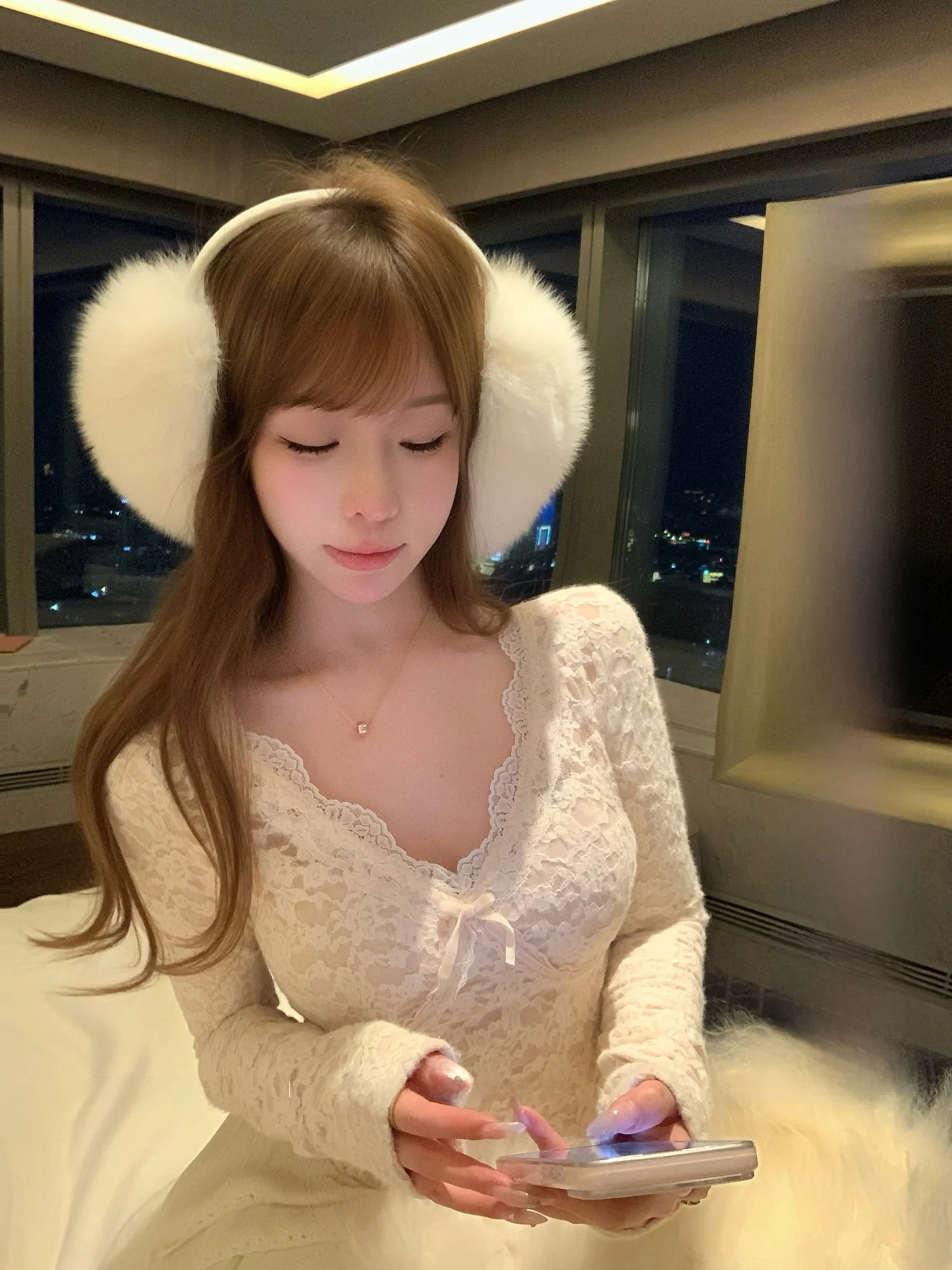 

Женская футболка Lukira Pure Color V-ne с кружевным узлом, осенне-зимняя, приталенная, базовый слой, с длинным рукавом