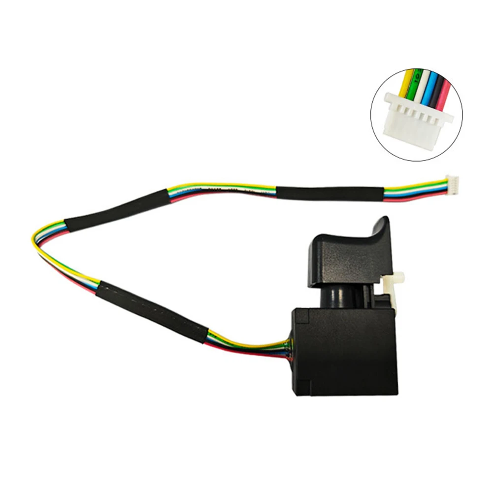 Black 6 Wire Control Push Button Trigger Switch For Brushless Electric Hammer Drill Cordless Power Tool Repair Accessory