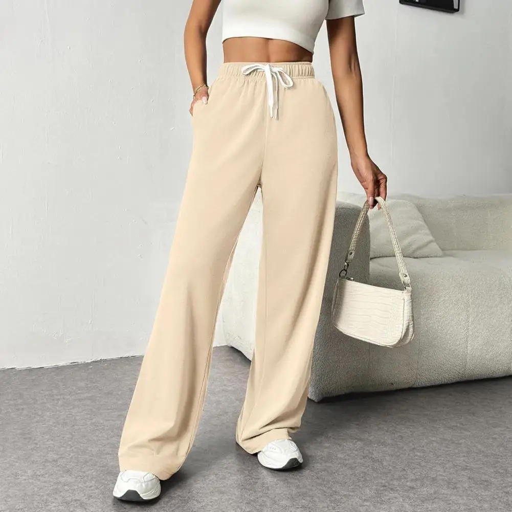

Women Autumn Winter Trousers Pants Solid Color Wide Leg Pants Pockets High Waist Casual Fashion Comfortable Fit