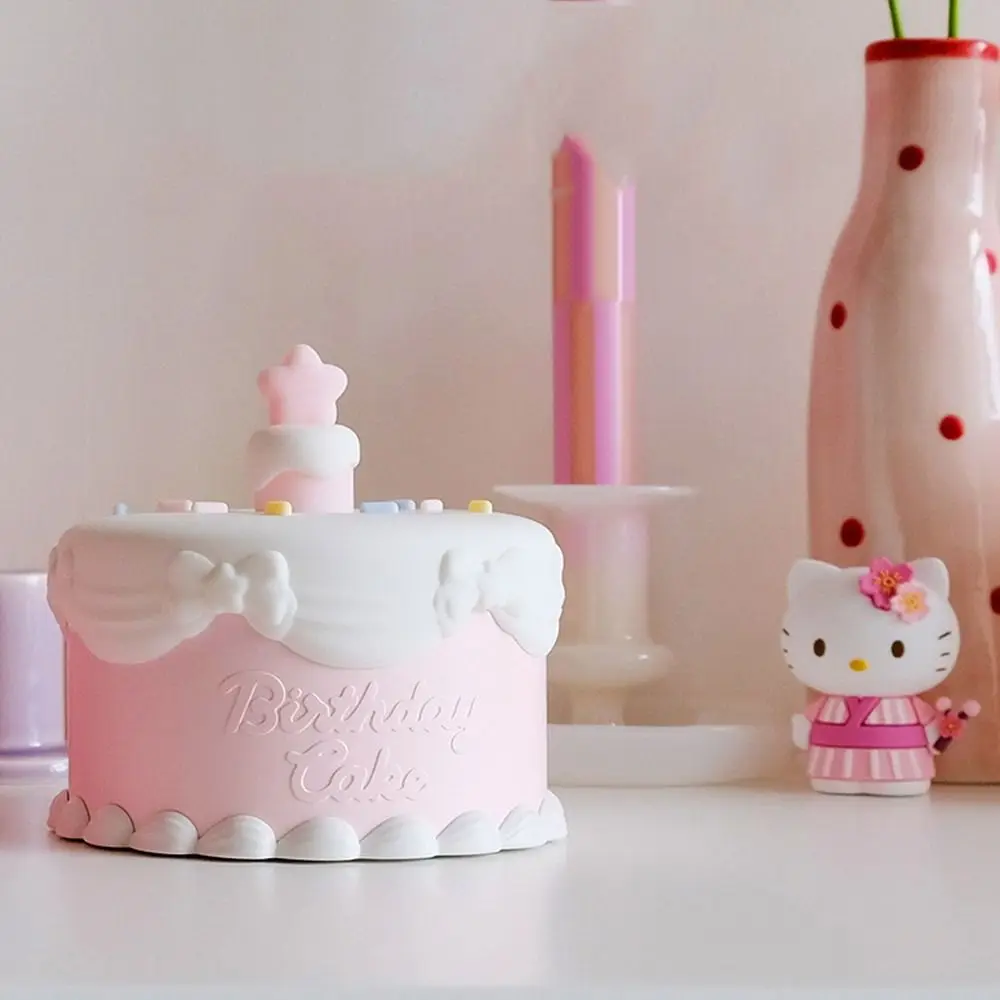 Veilleuse en silicone aste par USB avec capteur tactile, lampe de nuit Kawaii avec motif de gâteau d'anniversaire, escales