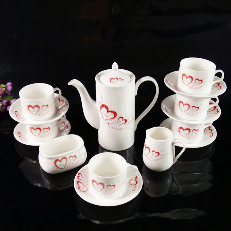 China Porcelain Horse Coffee Mugs Dish Cups Tea Milk Sugar Pot Set