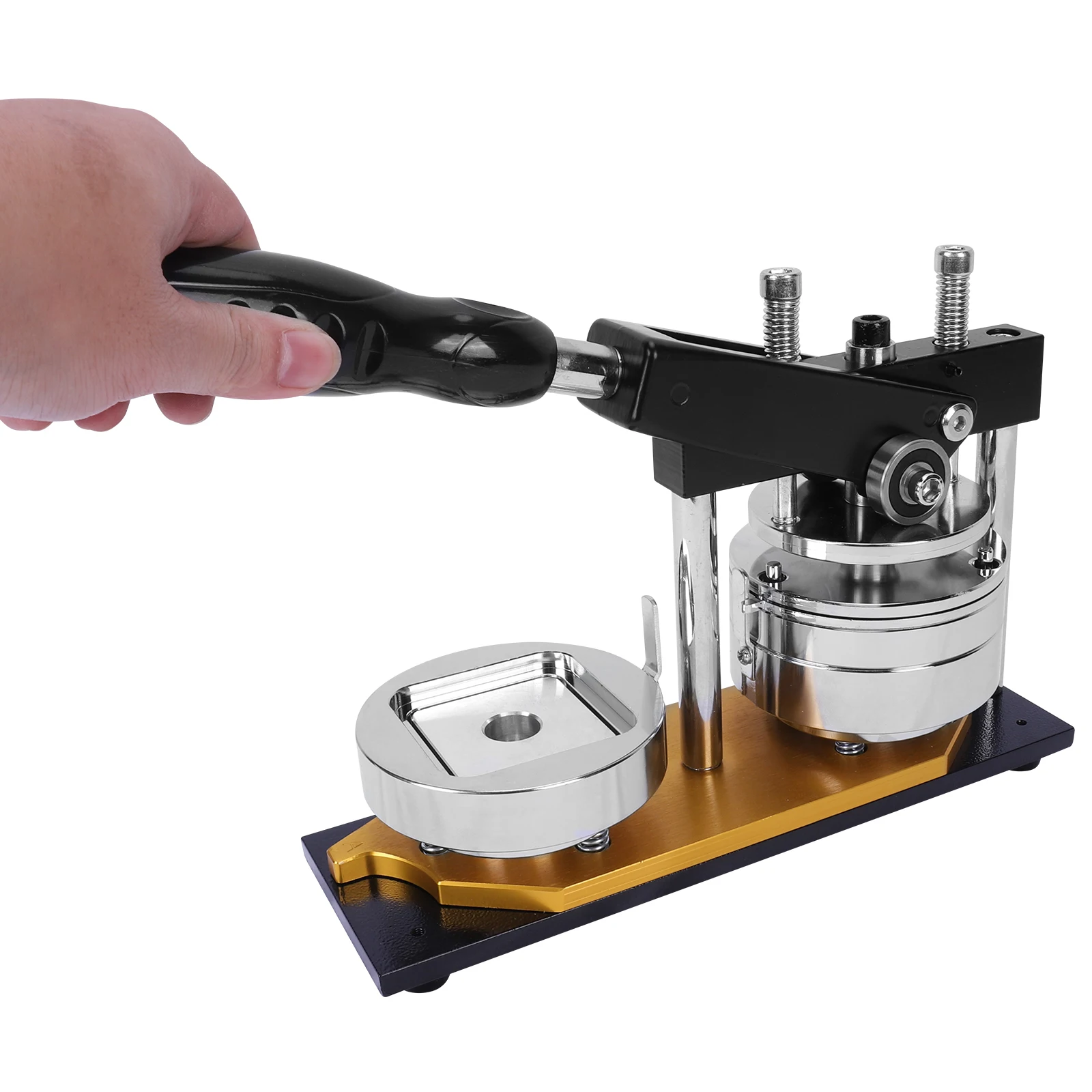 

Square Button Badge Button Press Machine with 100 Sets Supplies Fridge DIY Photo Magnet Making Machine for Home School Business