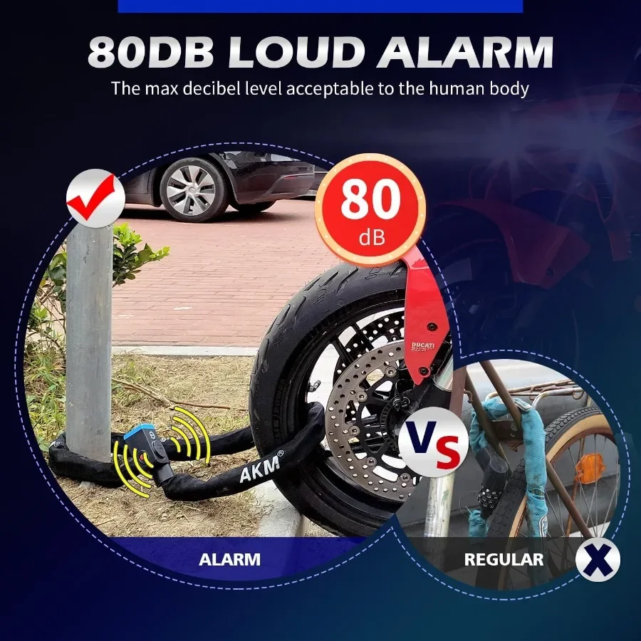 آمنة 80db إنذار 4ft 120 سنتيمتر طويلة مكافحة سرقة الثقيلة دراجة نارية سلسلة قفل 3 8 ''10 مللي متر سميكة الطقس برهان سلاسل دائمة مع 3