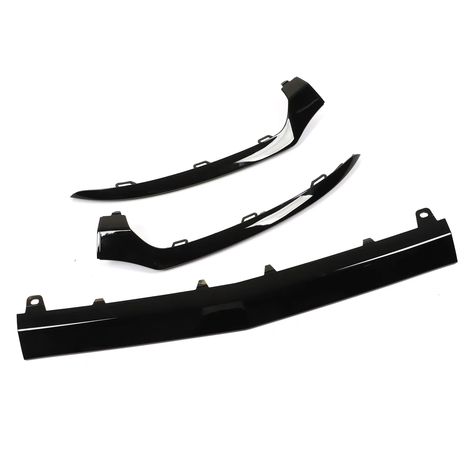 3PCs Gloss Black Front Bumper Lower Trims Replacement for Mercedes‑Benz C‑Class W205 C205 A205