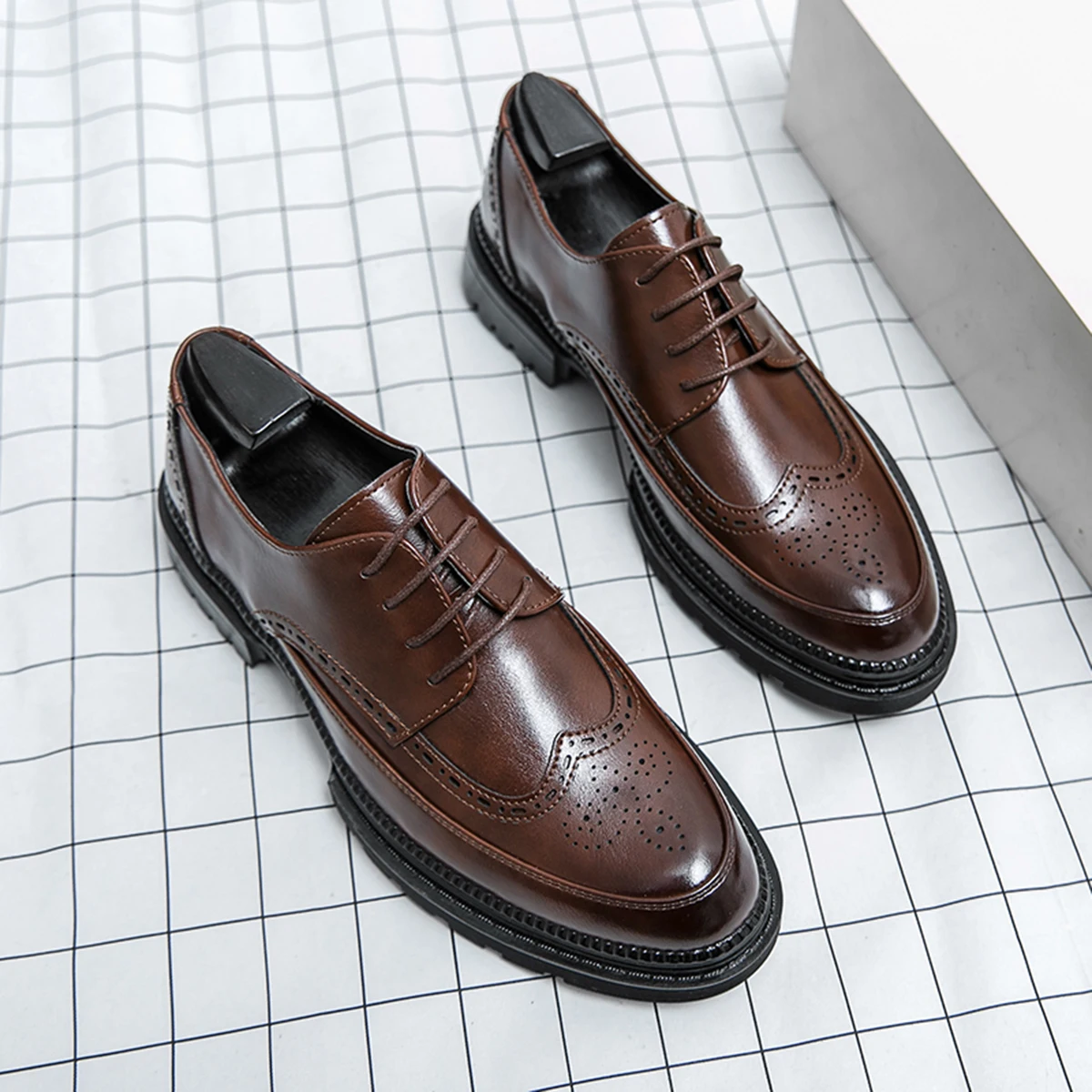 Men's Shoes Italian Brand Business Dress Shoes Autumn All-Match Leather Casual Shoes for Men High Quality Classic Block Shoe New