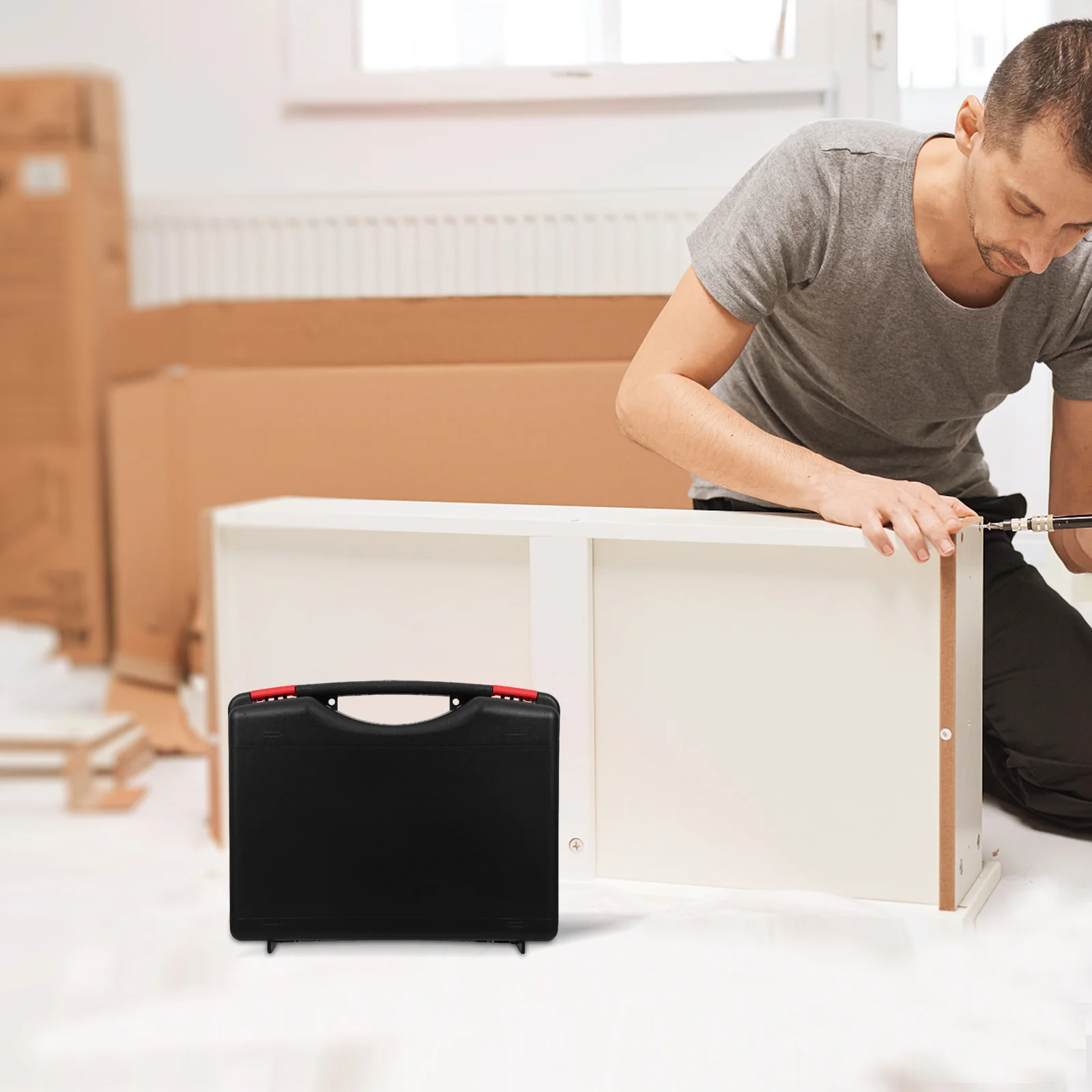 1pc Portable Plastic Tool Box 12L Lightweight Impact-Resistant Organizer For Tools Craft Storage Small Parts Carry Case