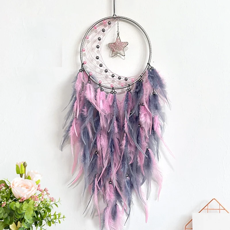 Feather Dream Catcher For Bedroom, Dream Catcher With Star Pendant, Dream Catcher For Wall Hanging Craft Gifts