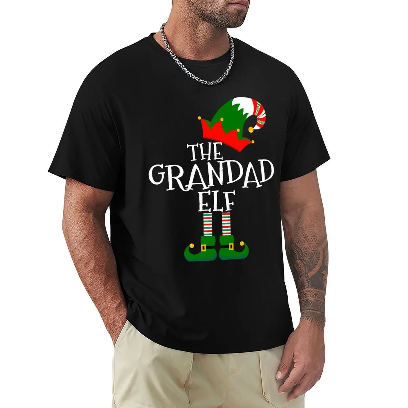 Easy The Grandad Elf Costume Matching Family Group Christmas T-Shirt boys whites cute tops t shirts for men pack