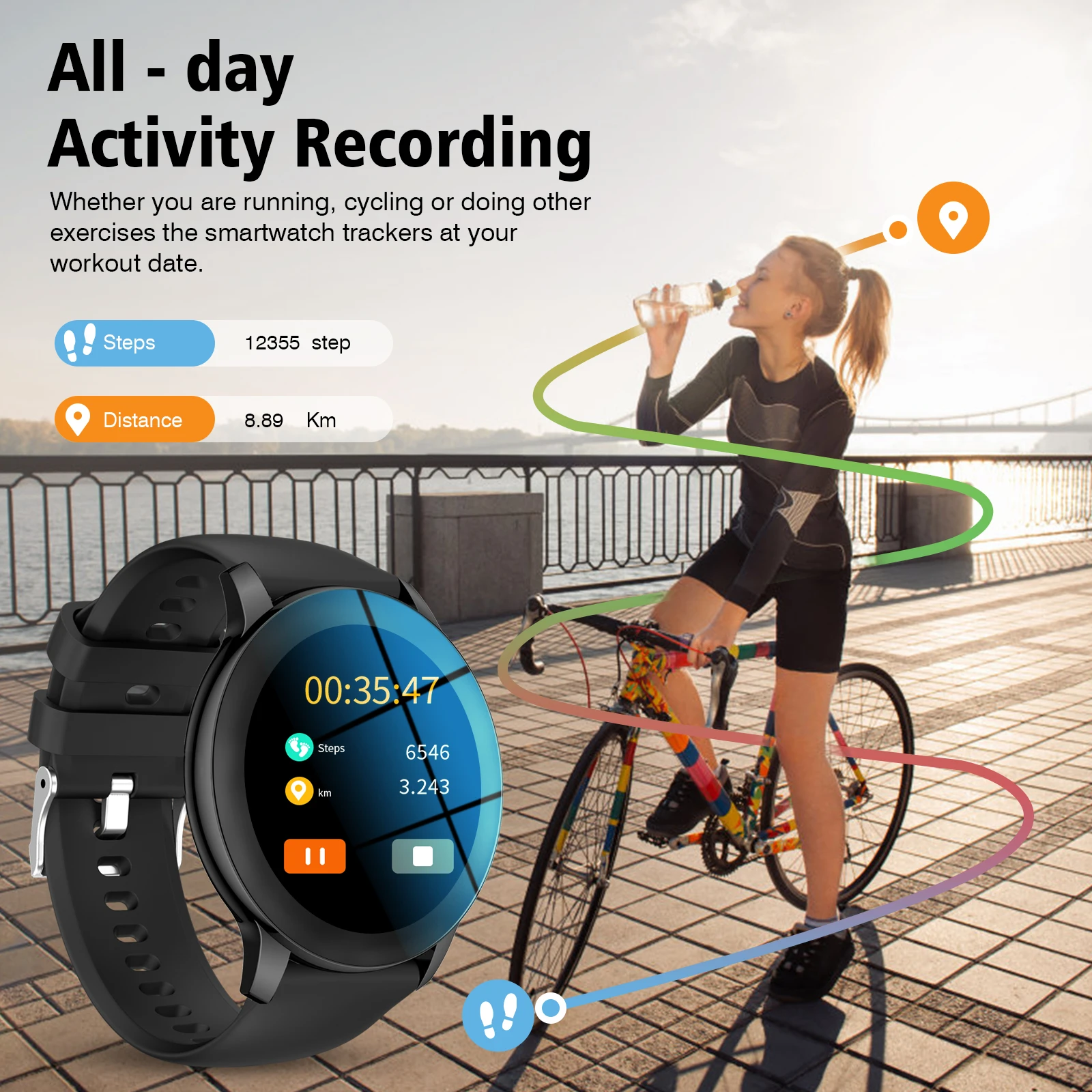 ساعة ذكية جديدة 2025 شحن لاسلكي Smartwatch بلوتوث المكالمات الساعات الرجال النساء سوار لياقة بدنية ساعة مخصصة الوجه + صندوق #5