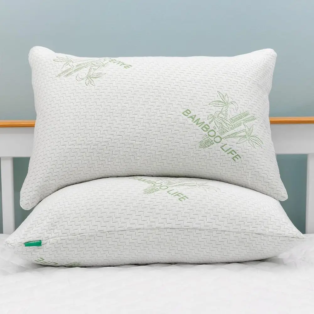 

King Size Cooling Memory Foam Pillows - Set of 2 with Removable Covers for Back and Side Sleepers, Rayon from Bamboo, 2 Pack