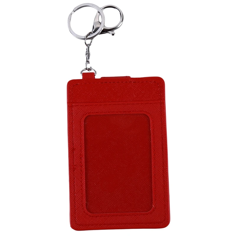 2024PU Leather Badge Holder Office Key Ring ID Card Holders Mini Wallet 3-Slot Credit Card Bus Card Badge Bag Travel Accessories