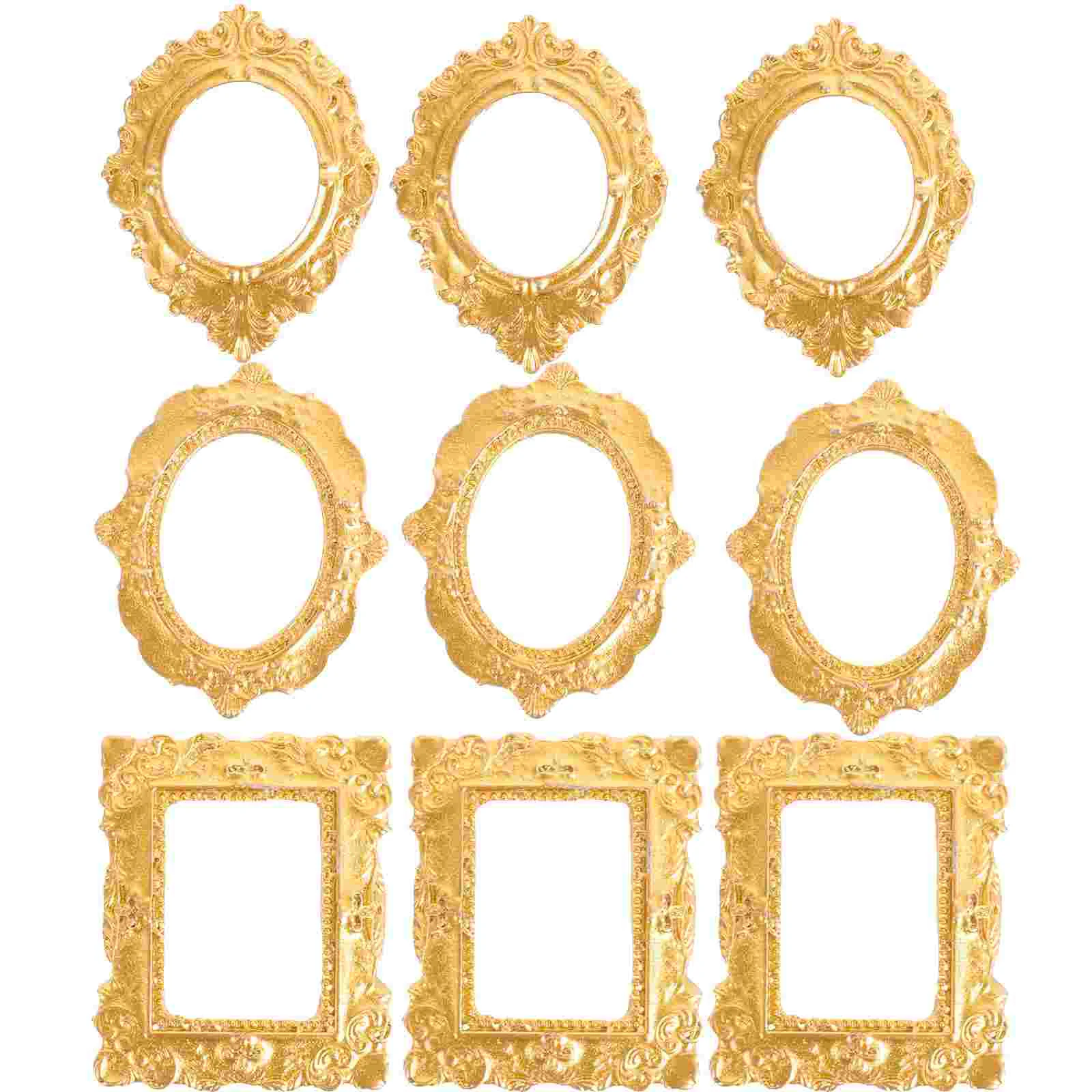 15 Pcs Photo Frame Miniature Decor House Ornament Frames Gold Resin Toy Room