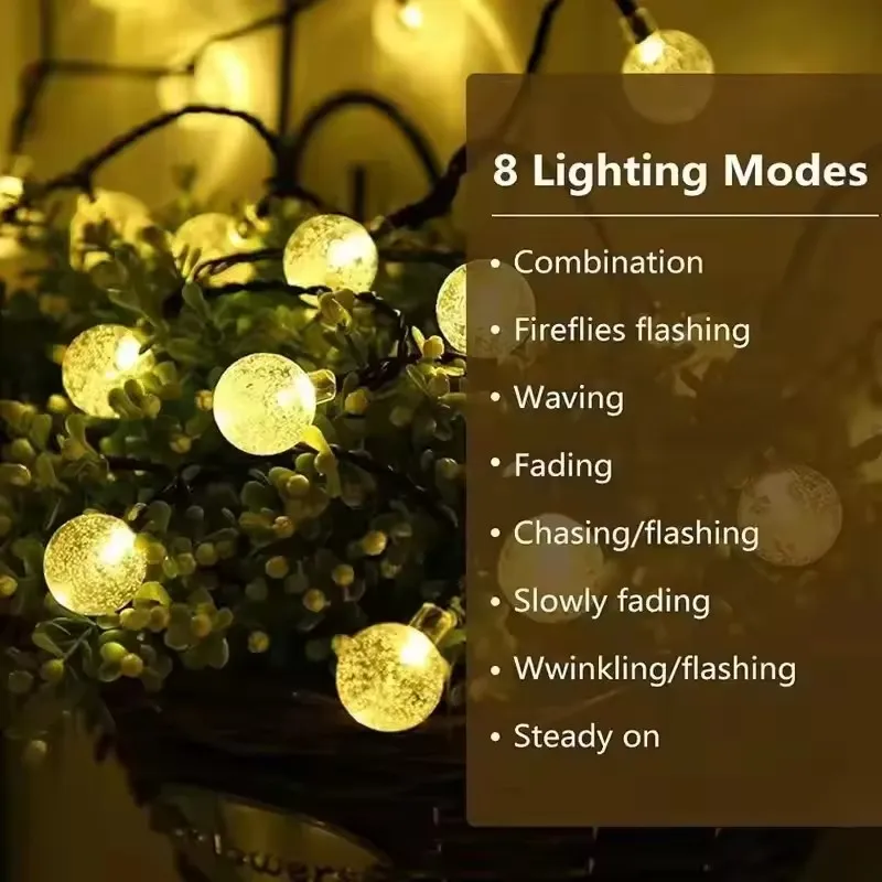 Solar Globe Bubble LED String Lights 20/30/50/60/100 LED Outdoor Waterproof Fairy Lamp Christmas New Year Party Yard Patio Decor