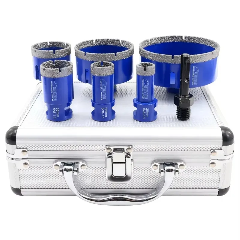 1set/6pcs M14 Thread Diamond Core Drill Bits Set With Box 20+25+35+50+70+100mm Hole Saw Kit for Marble Brick Ceramic Tile