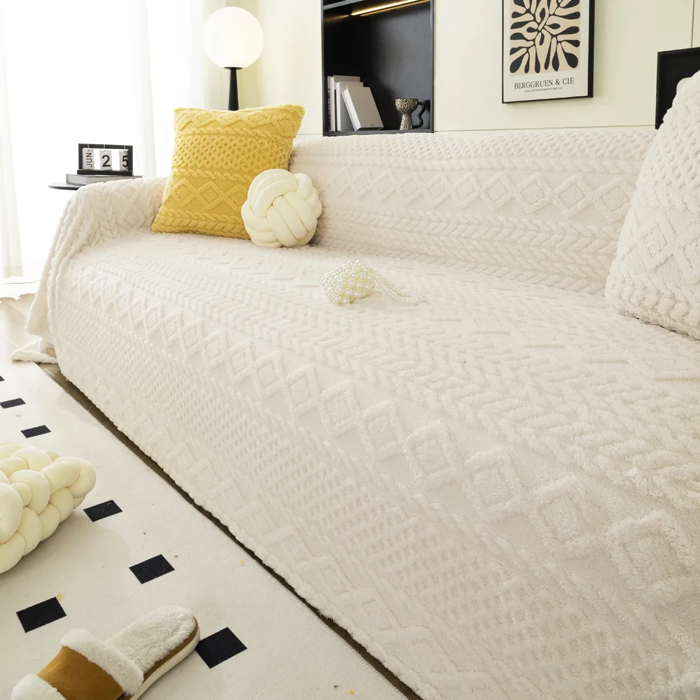 

Плюшевый чехол-накидка на диван, нескользящий, однотонный, для защиты мебели в гостиной