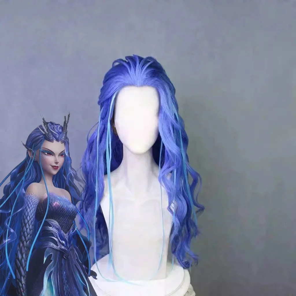 

Movie Ne Zha 2 Ao Run Cosplay Adult Women Long Bule Purple Hair Heat Resistant Synthetic Wigs Clothing Accessory Halloween Prop