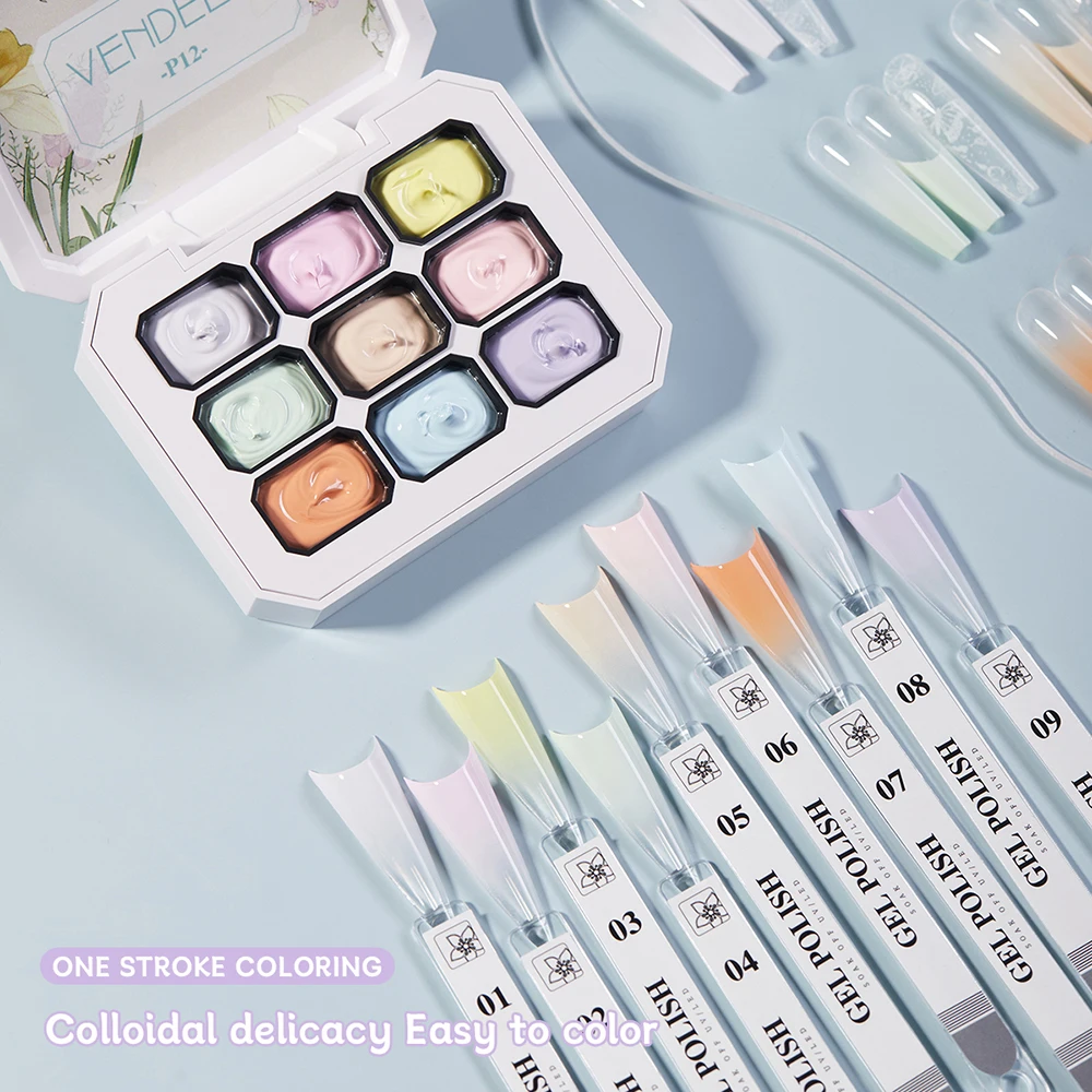 Vendeeni 9 grille Macaron couleur tapotement peinture Gel vernis à ongles UV LED tremper Gel vernis Pat Gel laque Palette pour dégradé