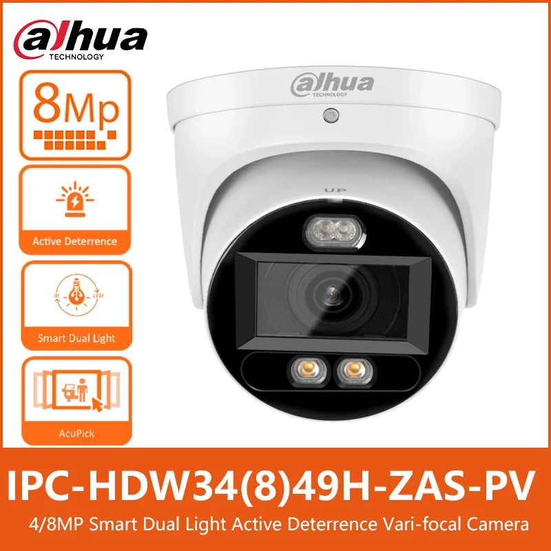 Dahua IPC-HDW3449H-ZAS-PV 4MP IPC-HDW3849H-ZAS-PV 8MP 2.7–13.5mm Smart Dual Light Active Deterrence WizSense Network Camera TIO