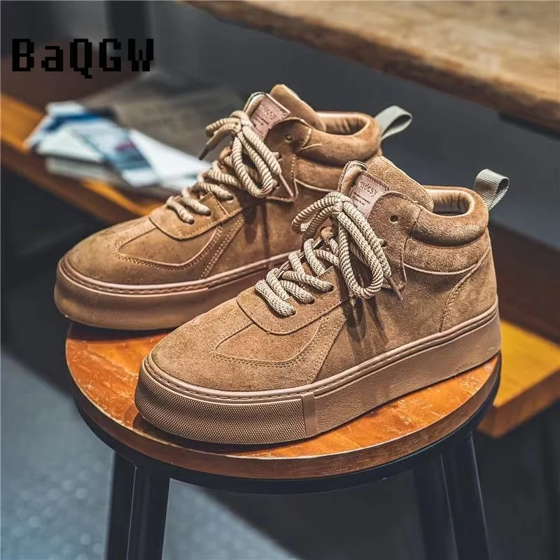 Autumn Winter Platform Canvas Sneakers Men Trendy Casual Canvas Shoes Mens High Top Sneakers Hip Hop Vulcanize Skateboard Shoes