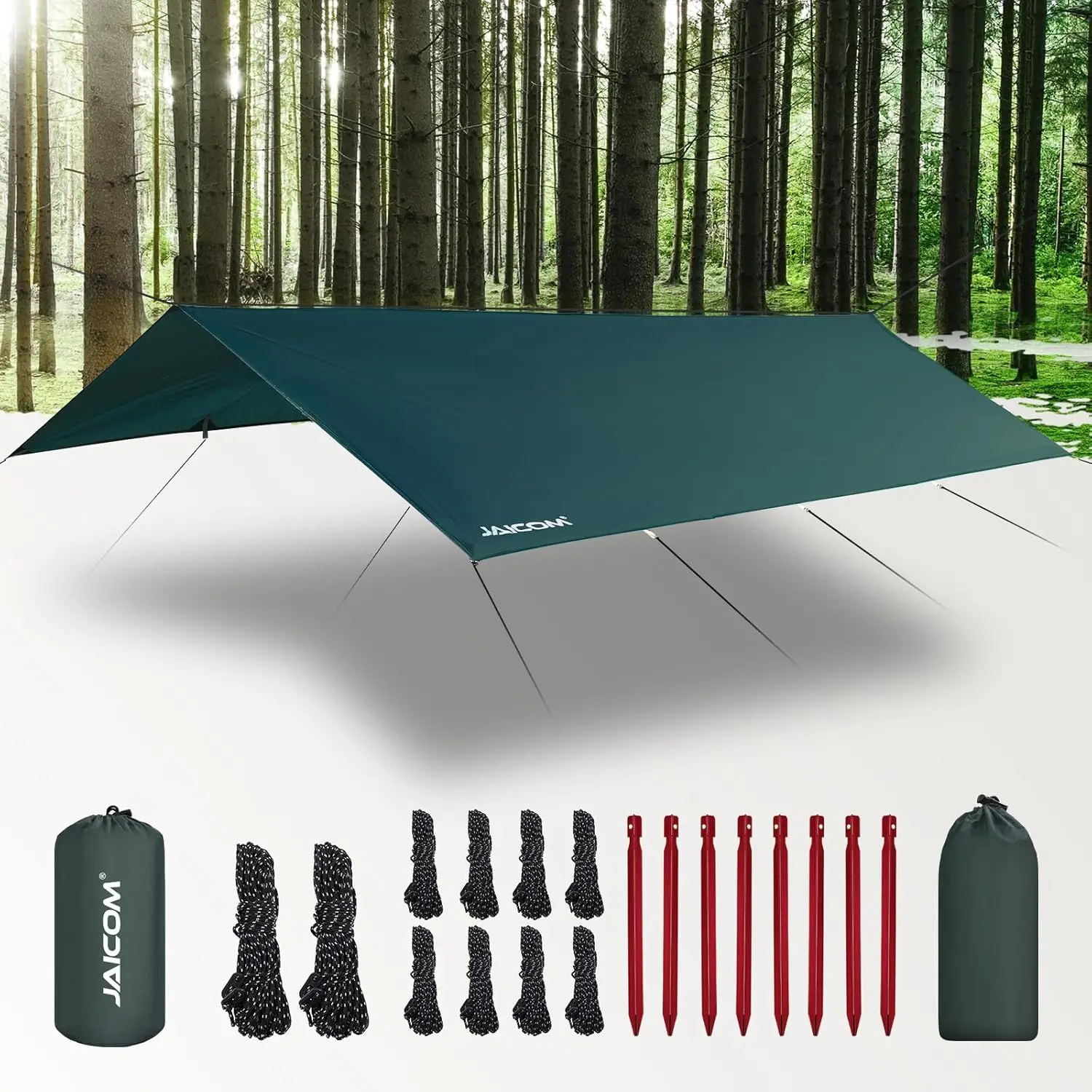 

10x16.4ft Waterproof Camping Tarp - Ultralight Hammock Rain Fly with UV Protection for Outdoor Hiking & Backpacking