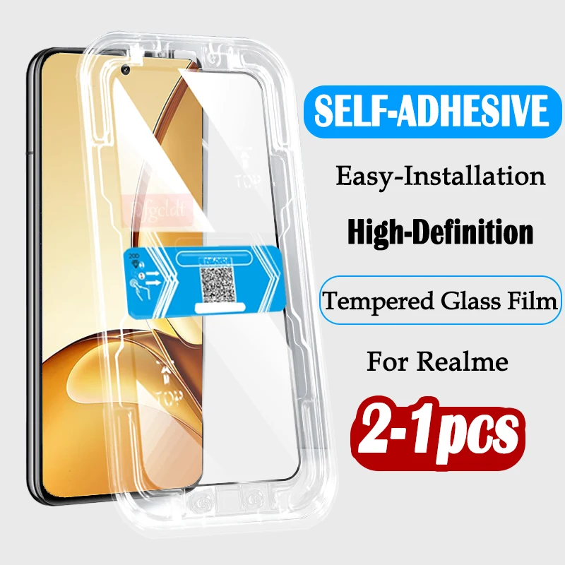 

3D One-click Fast-stick Tempered Glass For Realme V60 V50S V30 V12 Q5 Q3 Pro Screen Protector Note 60 50 With installation Kit