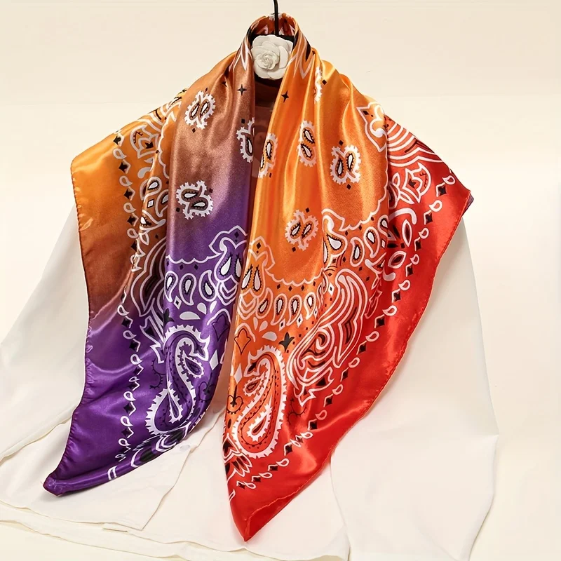 2024 Silk Shawl Square Scarf For Women Print Headband Foulard Satin Hijab Hair Bands Neckerchief Female Head Wraps Bandana