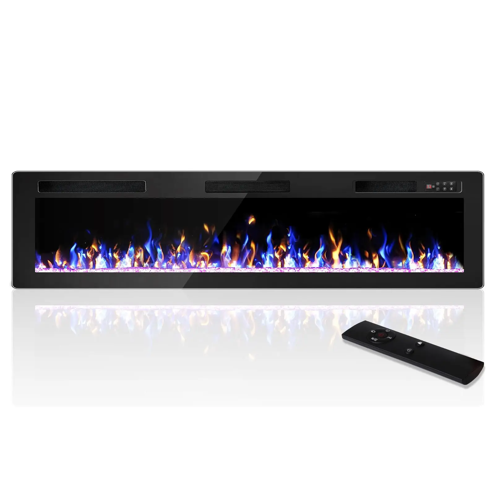 VENDROZ 72 Inch Electric Fireplace Ultra-Thin Recessed & Wall Mounted | Fire place Inserts with Remote Control & Button