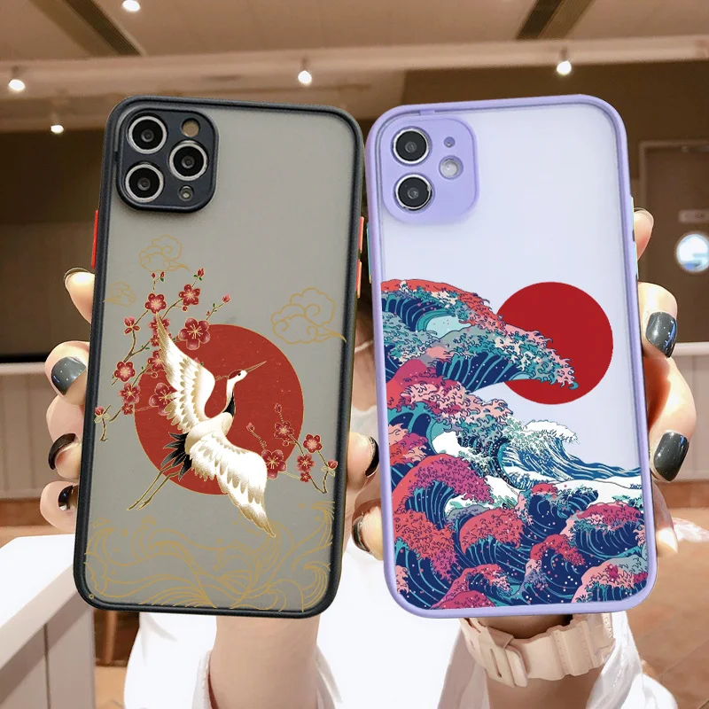 جراب هاتف لركوب الأمواج السحري لهاتف iPhone 12 11 13 14 16 pro MAX 15 14 7 8 Plus SE2 حافظات لهاتف iphone X XS XR Ukiyoe Wave Cover Fundas