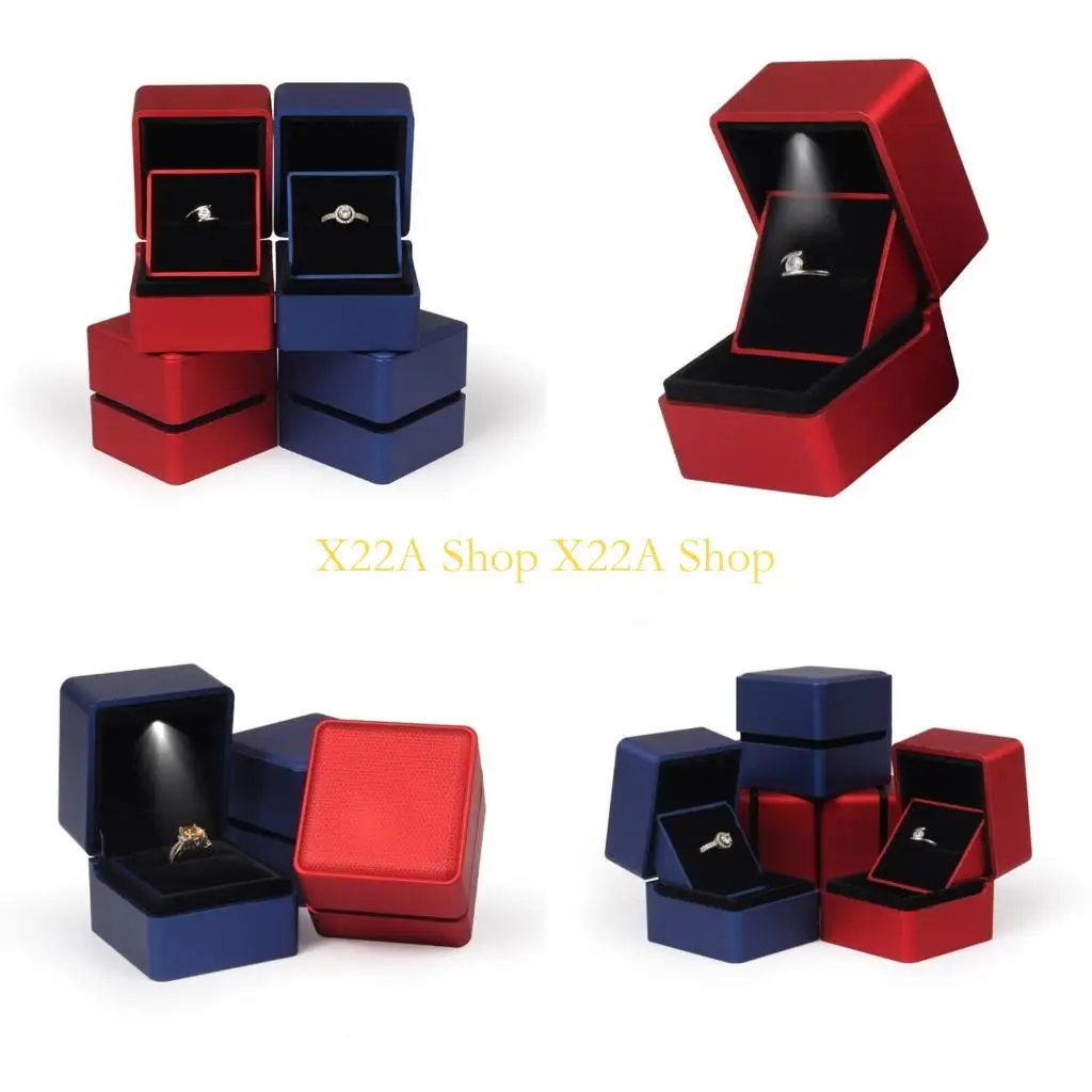 Unique Wedding Ring Box without/with LED Light, Gift Earrings Jewelry Display Box for Anniversary Engagement