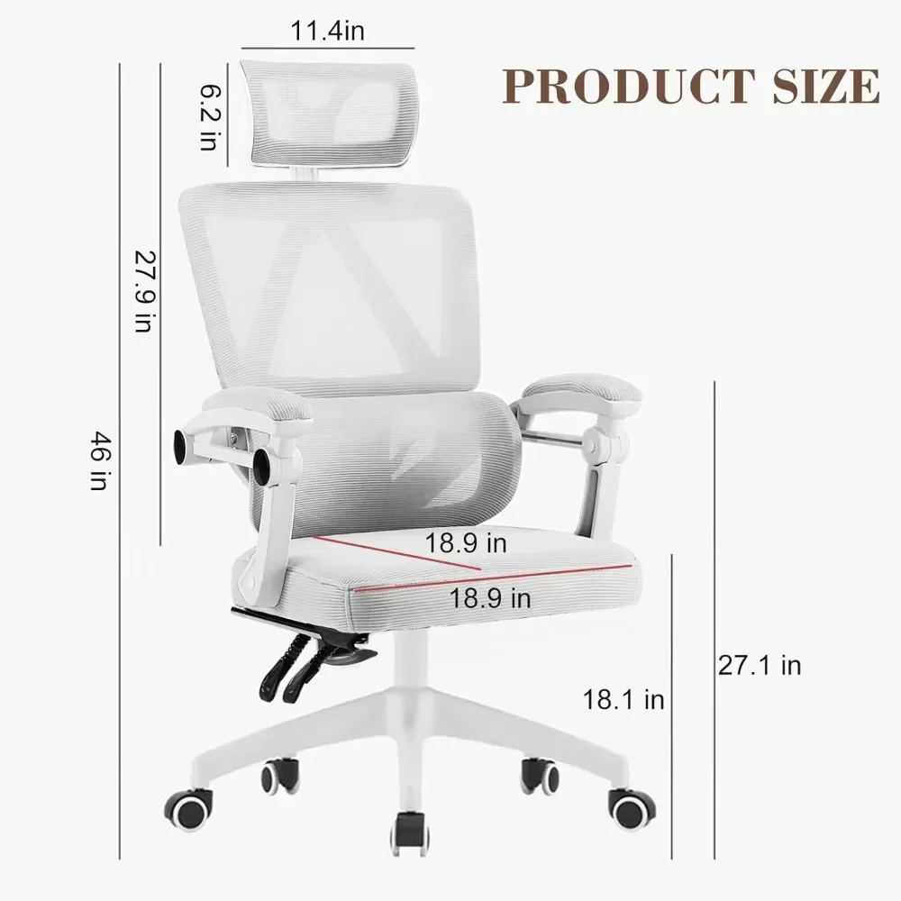 Silla ergonómica de oficina en casa, sillas giratorias de trabajo con ruedas, silla de juegos con respaldo de malla transpirable, reposacabezas ajustable