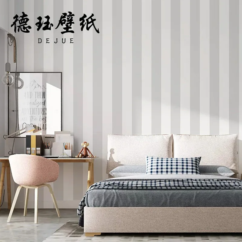 Modern Simple Nordic Style Gray Black and White Vertical Stripe Wallpaper for Living Room Bedroom TV Background Non Self