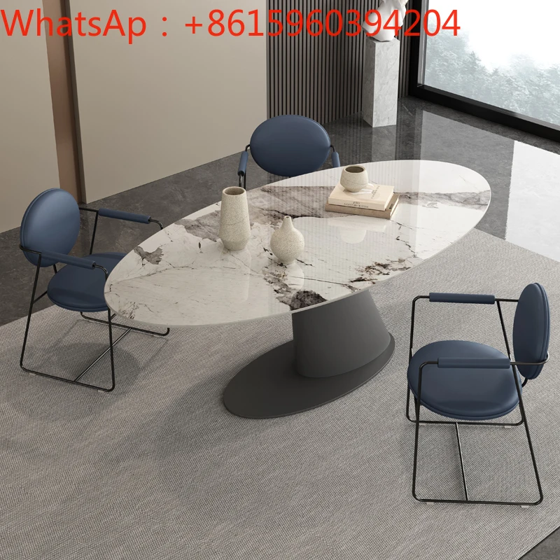 Italian light extravagant rock plate table household modern simple creative special-shaped oval minimalist high-end table