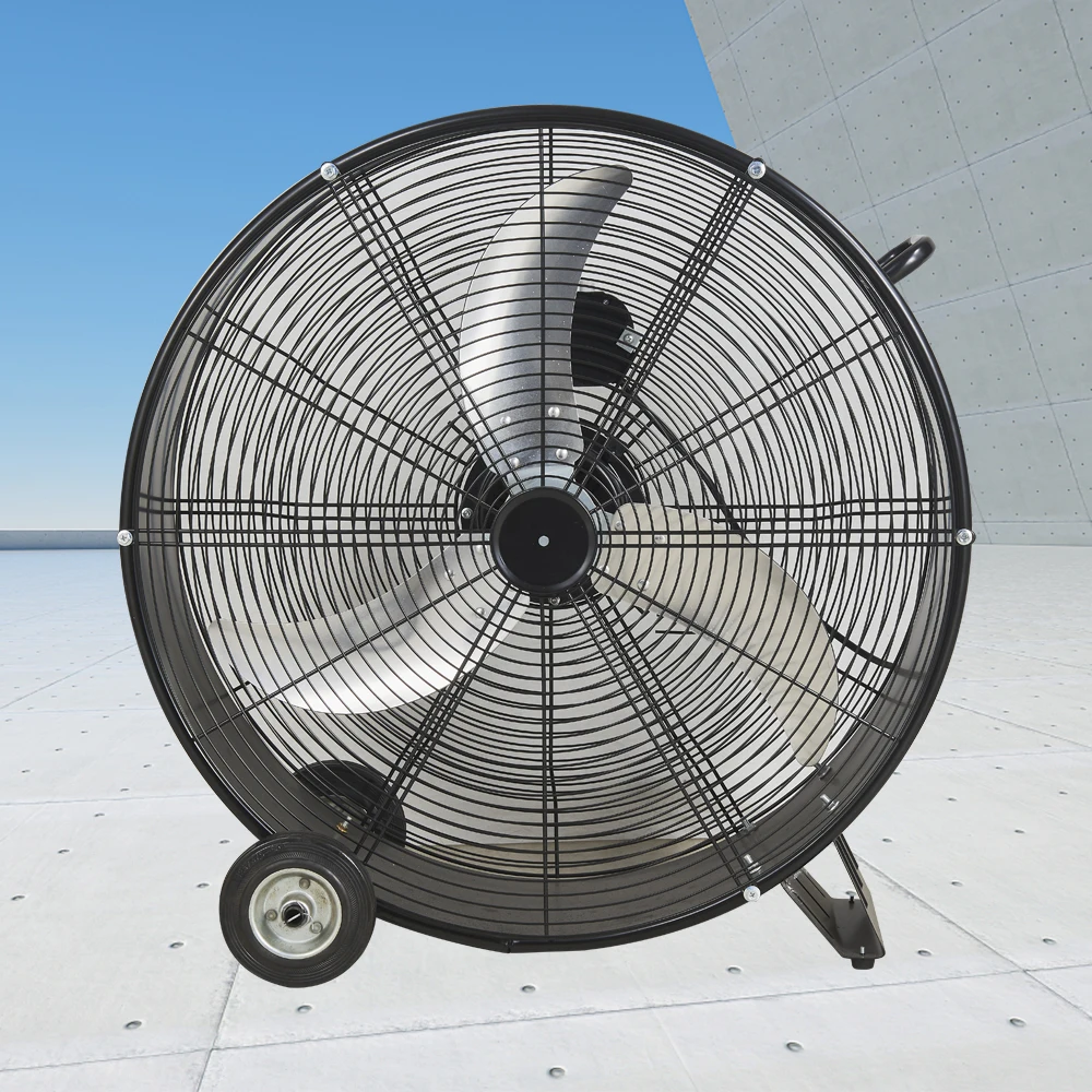 24-Inch New Design Moveable Metal Air Circulator Fan Powerful Copper Motor Exhaust Drum Fan For Outdoor Hotel Industrial