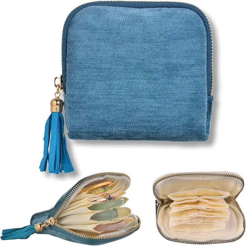 1PC Compact Jewelry Storage Pouch Portable Exquisite Bracelet Travel Small Jewelry Bag with Tassel For Women