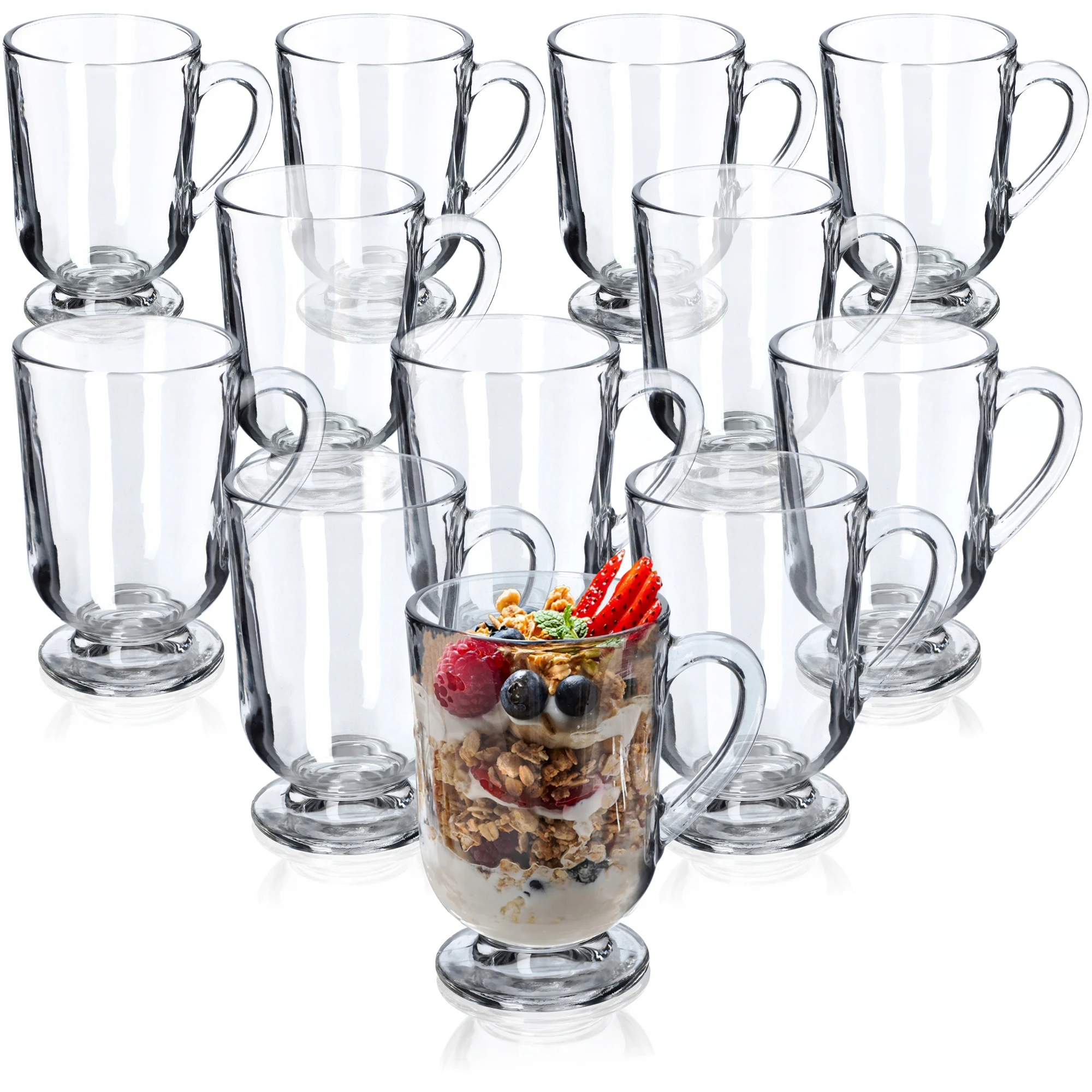KADAX 12x koffie latte theeglazen 300 ml glazen set met oren