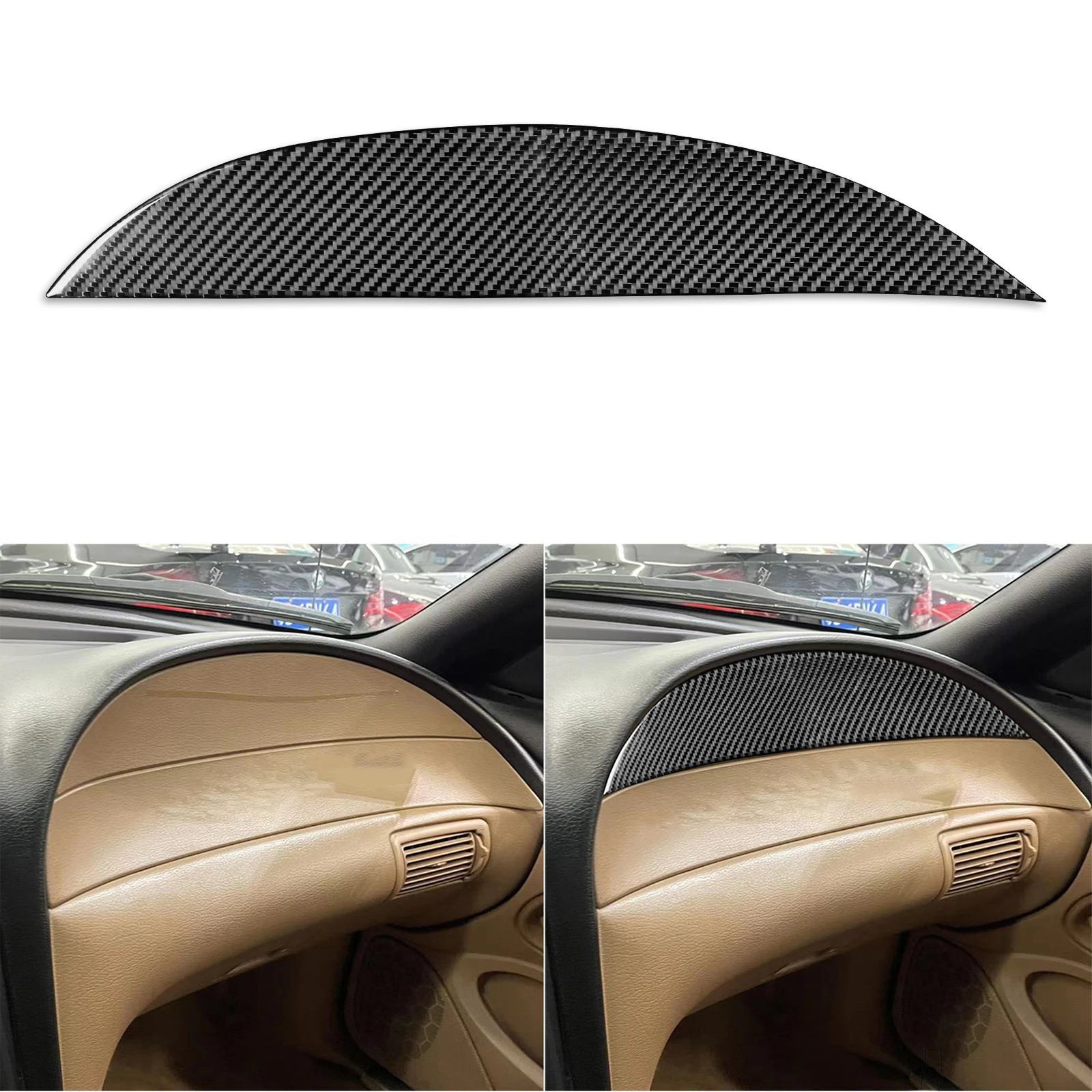 

1 Pc Co-Pilot Dashboard Panel Trim Cover Carbon Fiber For Ford Mustang 1996-2003 Car Interior Decoration Accessories Sticker