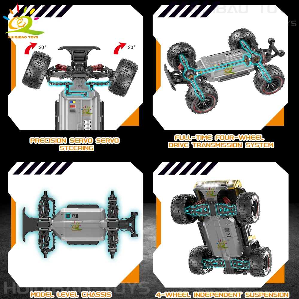 HUIQIBAO 1:14 مقياس كبير RC سيارة هواية 2.4 جرام التحكم عن بعد شاحنة بيك اب تسلق نموذج مركبة 4wd عالية السرعة على الطرق الوعرة الصبي هدية #6
