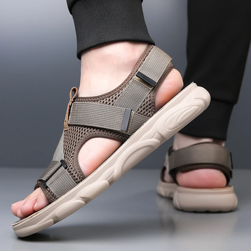 YRZL-Sandalias antideslizantes suaves y cómodas para hombre, zapatos de playa de alta calidad, sandalias de Gladiador, zapatos planos informales de