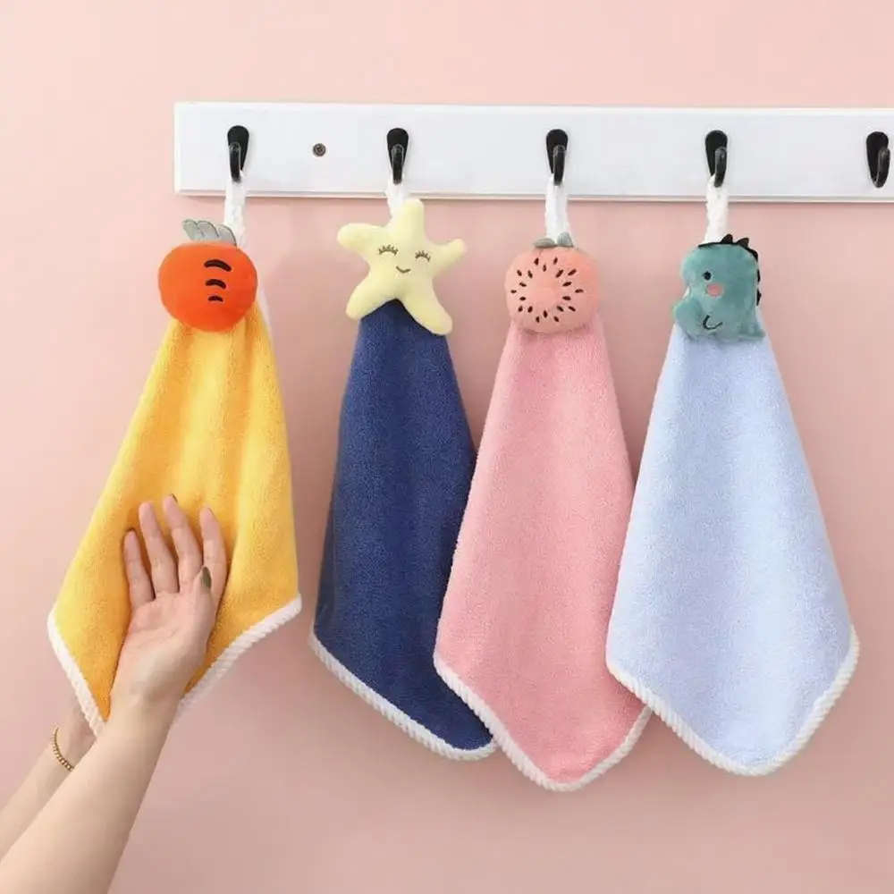 1/4 Stück niedlicher blauer Dinosaurier zum Aufhängen, super saugfähiges Korallenhandtuch, niedliches Cartoon-Design für den Heimgebrauch, Baby-Handreinigungstuch