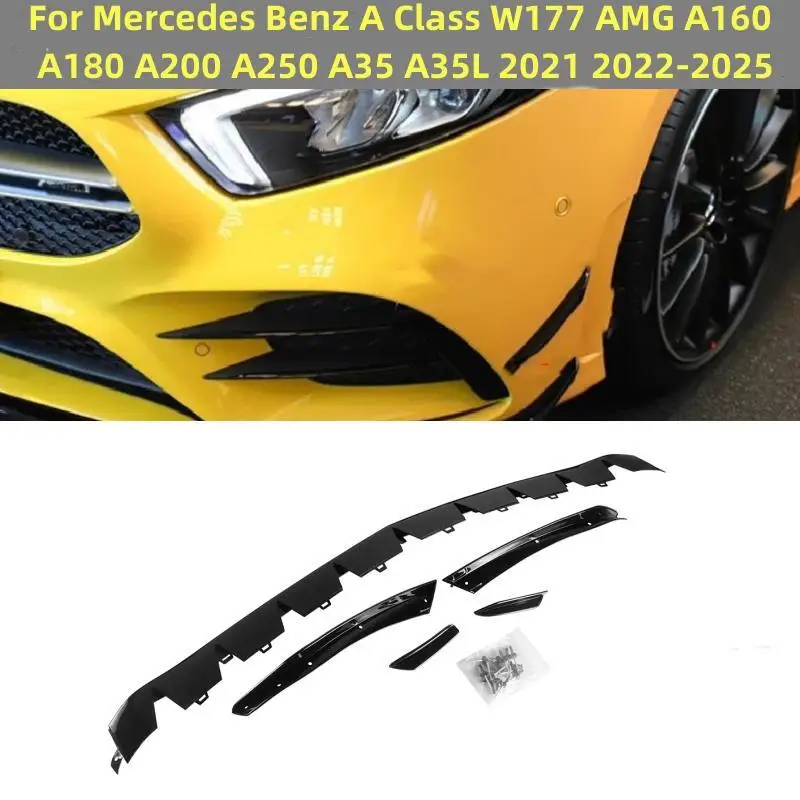 

Front Bumper Lip Cover Side Canards Fins Splitters For Mercedes Benz A Class W177 AMG A160 A180 A200 A250 A35 A35L 2022 2023+